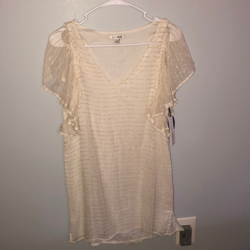 Amuse Society White and Gold Dress